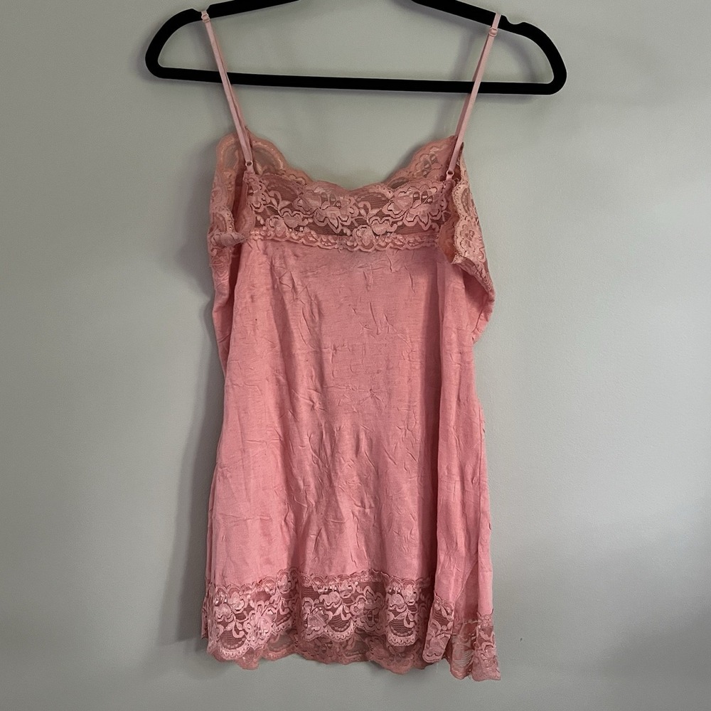 Vintage Arden B Y2K Cami Top Tank Pink Crinkle Lace M/L 90s Fairy Feminine - Picture 7 of 8